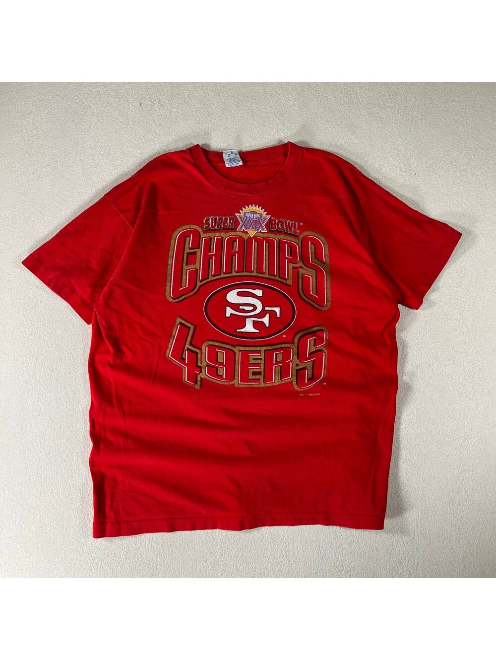 Vintage 90s San Francisco 49ers Super Bowl XXIX Champs Red T-Shirt XL